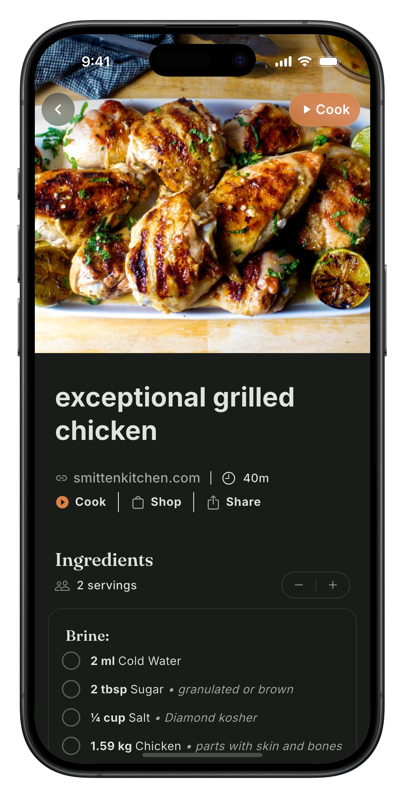 Distraction-free Cooking Mode in Meally with step-by-step instructions and tap-to-check ingredients.